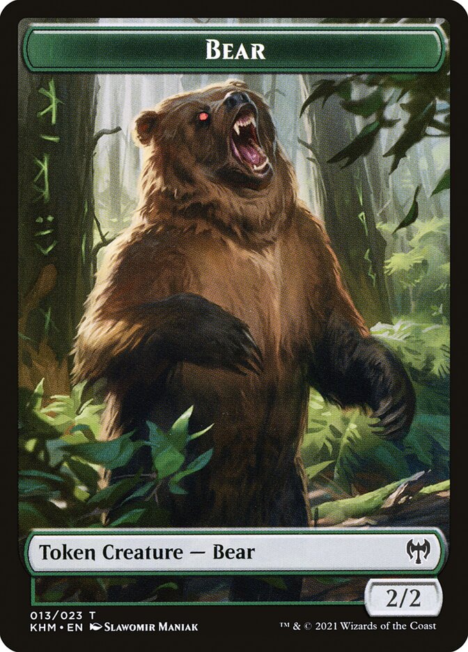 Elf Warrior // Bear Double-Sided Token [Kaldheim Tokens] | Webway Games