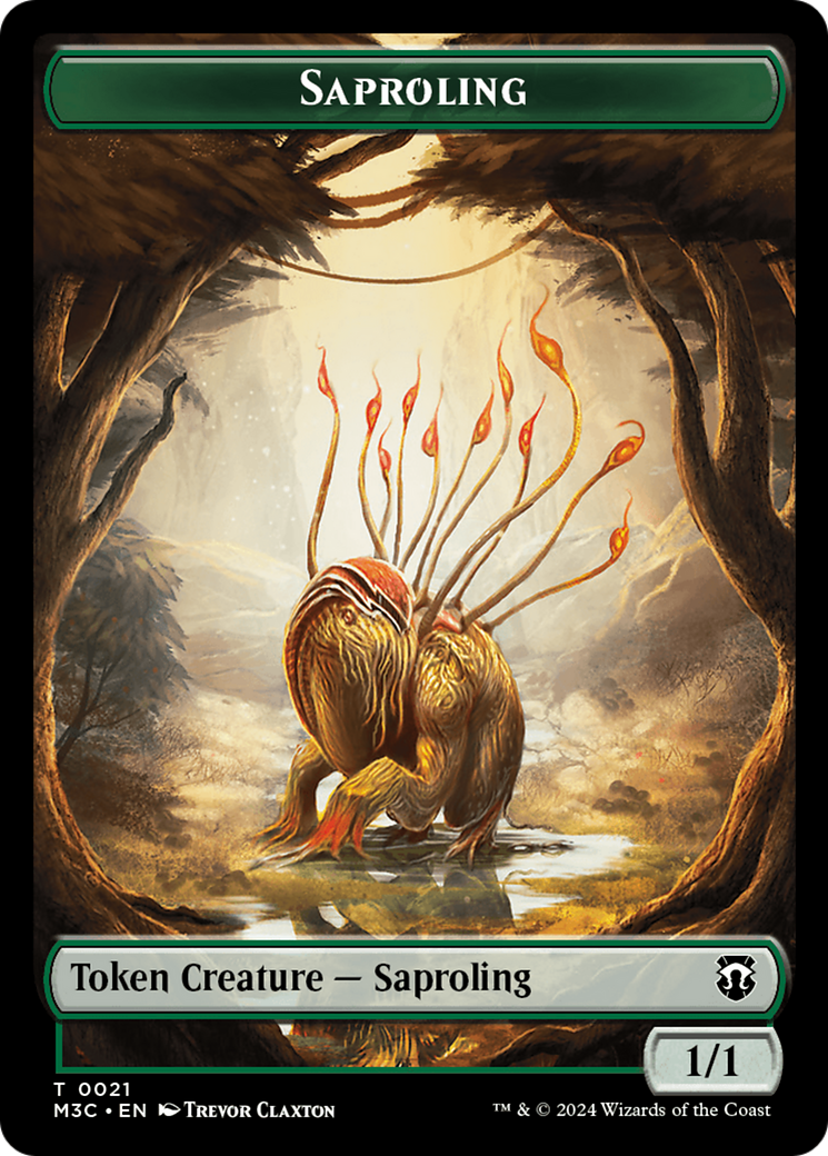 Tarmogoyf (Ripple Foil) // Saproling Double-Sided Token [Modern Horizons 3 Commander Tokens] | Webway Games
