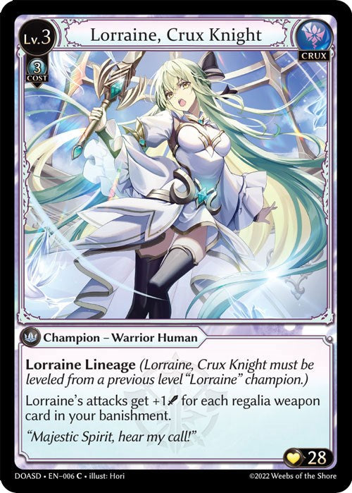 Lorraine, Crux Knight (006) [Dawn of Ashes: Starter Decks] | Webway Games