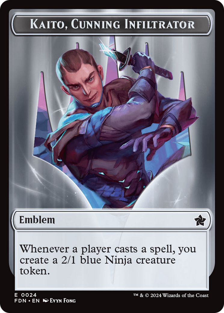 Emblem - Kaito, Cunning Infiltrator // Ninja Doubled-Sided Token [Foundations Tokens] | Webway Games