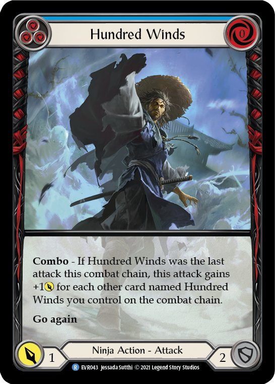Hundred Winds (Blue) [EVR043] (Everfest)  1st Edition Extended Art Rainbow Foil | Webway Games