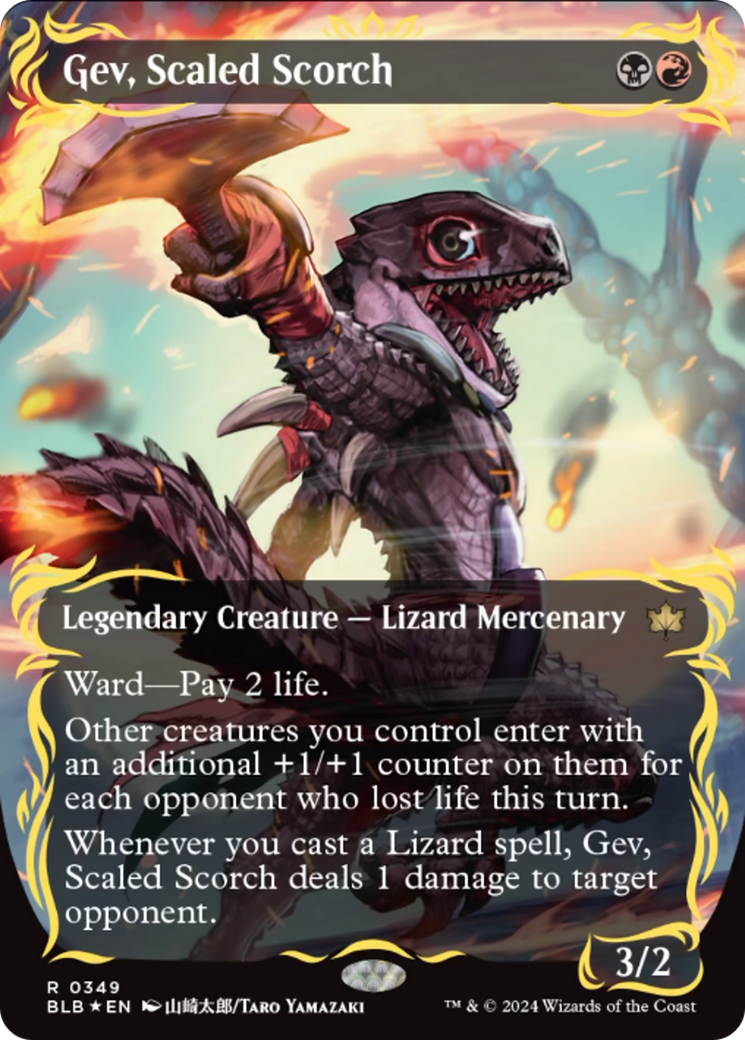 Gev, Scaled Scorch (Borderless) (Raised Foil) [Bloomburrow] | Webway Games