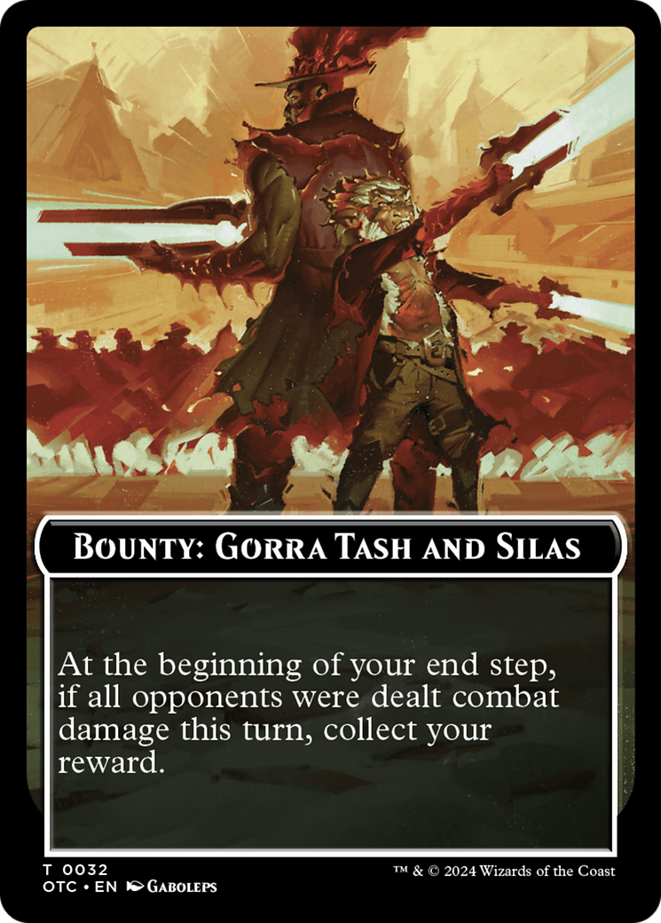 Bounty: Gorra Tash and Silas // Bounty Rules Double-Sided Token [Outlaws of Thunder Junction Commander Tokens] | Webway Games