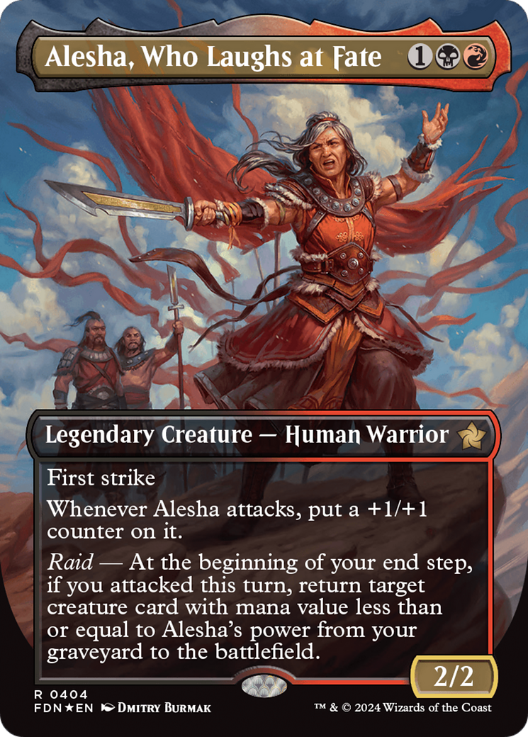 Alesha, Who Laughs at Fate (Borderless) (Mana Foil) [Foundations] | Webway Games