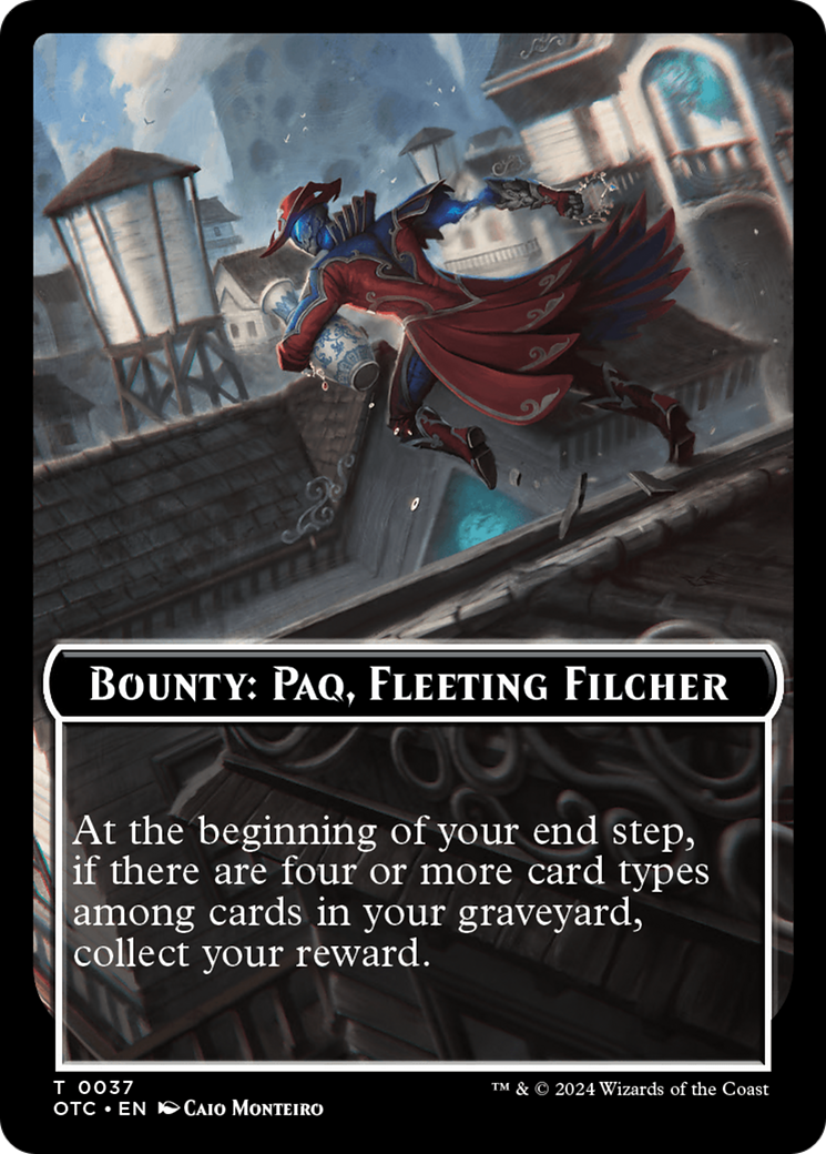 Bounty: Paq, Fleeting Filcher // Bounty Rules Double-Sided Token [Outlaws of Thunder Junction Commander Tokens] | Webway Games