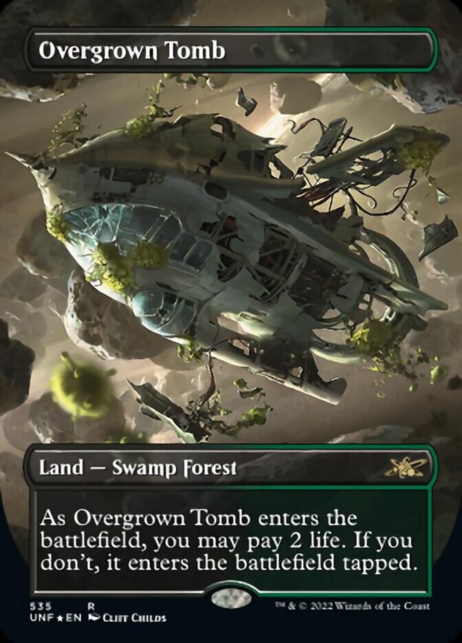 Overgrown Tomb (Borderless) (Galaxy Foil) [Unfinity] | Webway Games