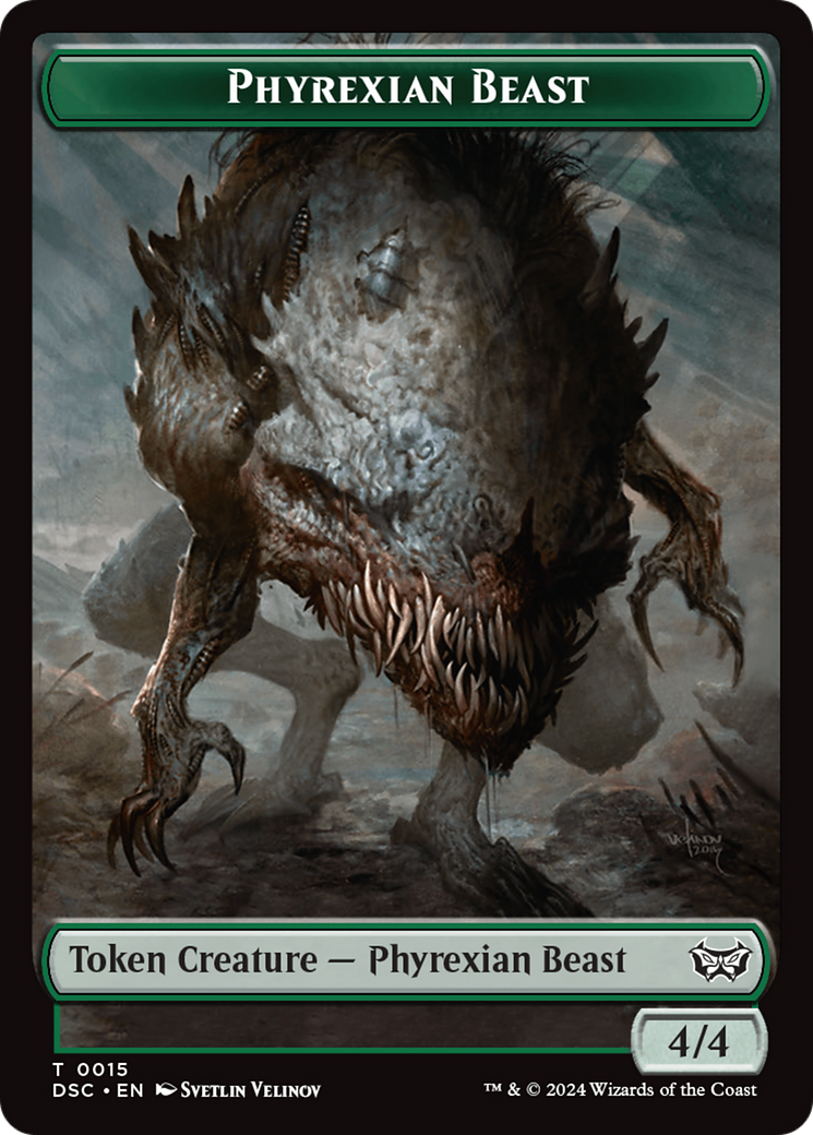 Phyrexian Beast //Manifest Double-Sided Token [Duskmourn: House of Horror Commander Tokens] | Webway Games