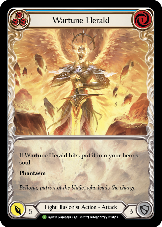 Wartune Herald (Blue Extended Art) [FAB037] (Promo)  Rainbow Foil | Webway Games