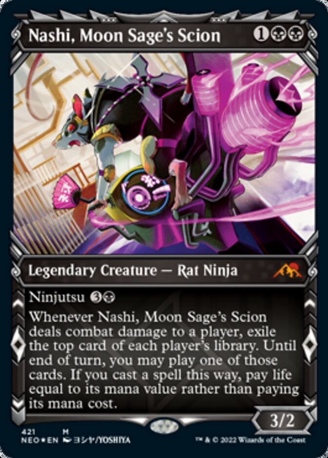 Nashi, Moon Sage's Scion (Showcase) (Foil Etched) [Kamigawa: Neon Dynasty] | Webway Games