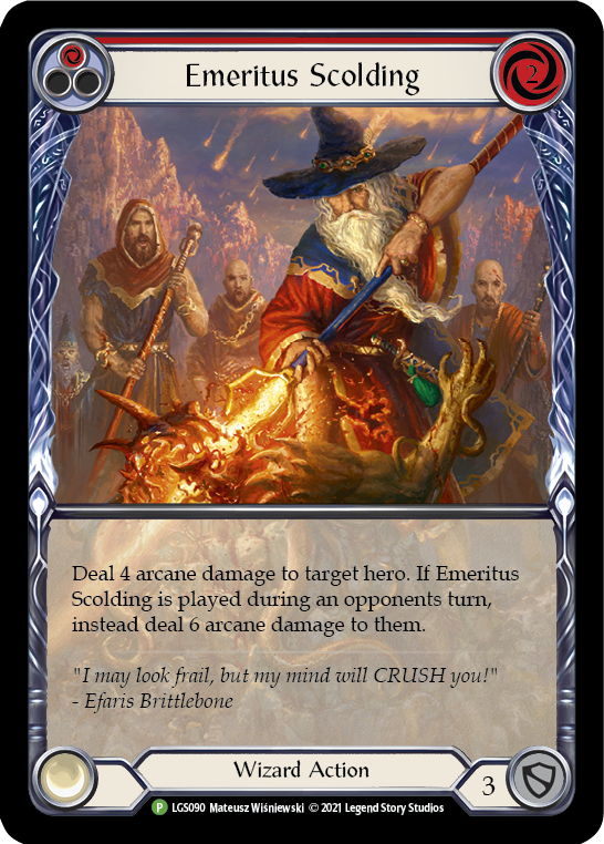 Emeritus Scolding (Red Extended Art) [LGS090] (Promo)  Rainbow Foil | Webway Games
