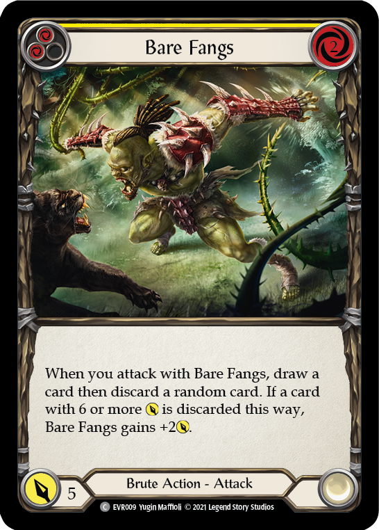Bare Fangs (Yellow) [EVR009] (Everfest)  1st Edition Rainbow Foil | Webway Games