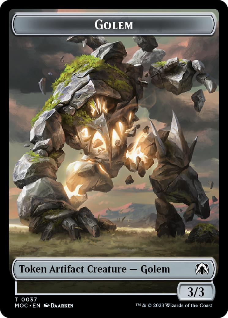 Golem // Blood Double-Sided Token [March of the Machine Commander Tokens] | Webway Games