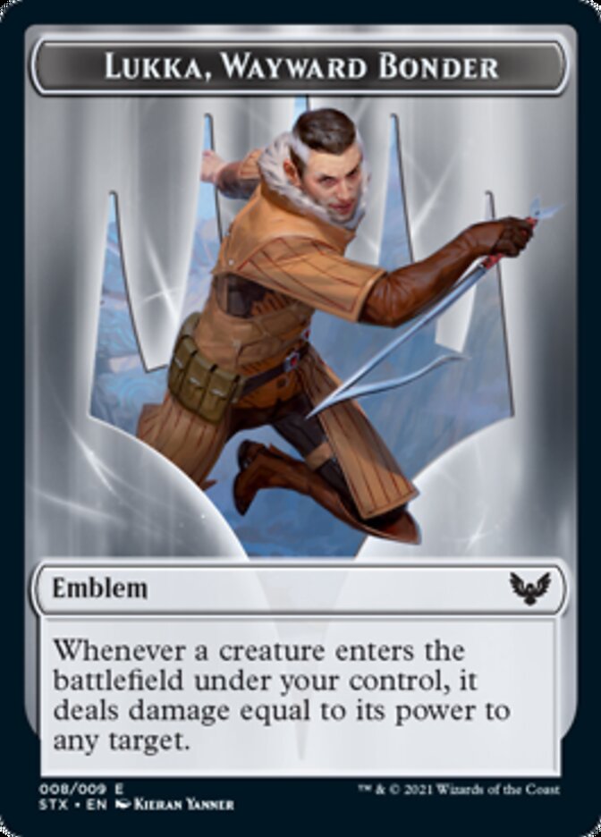 Spirit // Lukka, Wayward Bonder Emblem Double-Sided Token [Strixhaven: School of Mages Tokens] | Webway Games