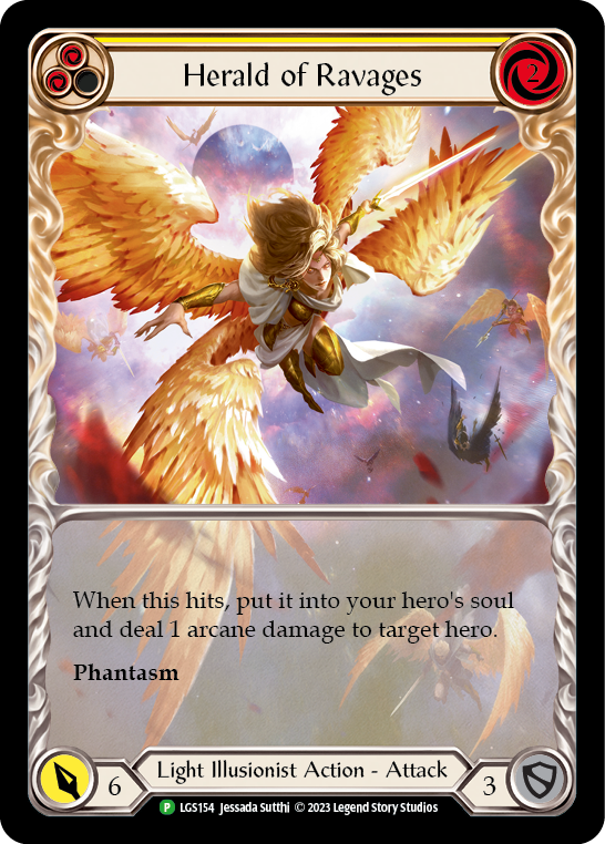 Herald of Ravages (Yellow) (Extended Art) [LGS154] (Promo)  Rainbow Foil | Webway Games