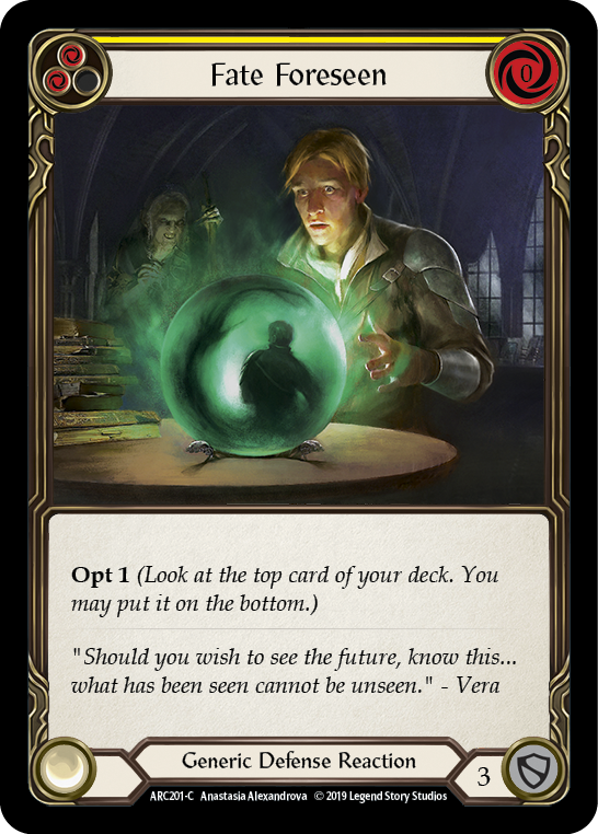 Fate Foreseen (Yellow) [ARC201-C] (Arcane Rising)  1st Edition Rainbow Foil | Webway Games