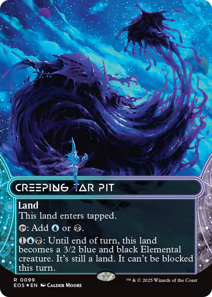 Creeping Tar Pit (0099) (Borderless) (Galaxy Foil) [Edge of Eternities: Stellar Sights] | Webway Games
