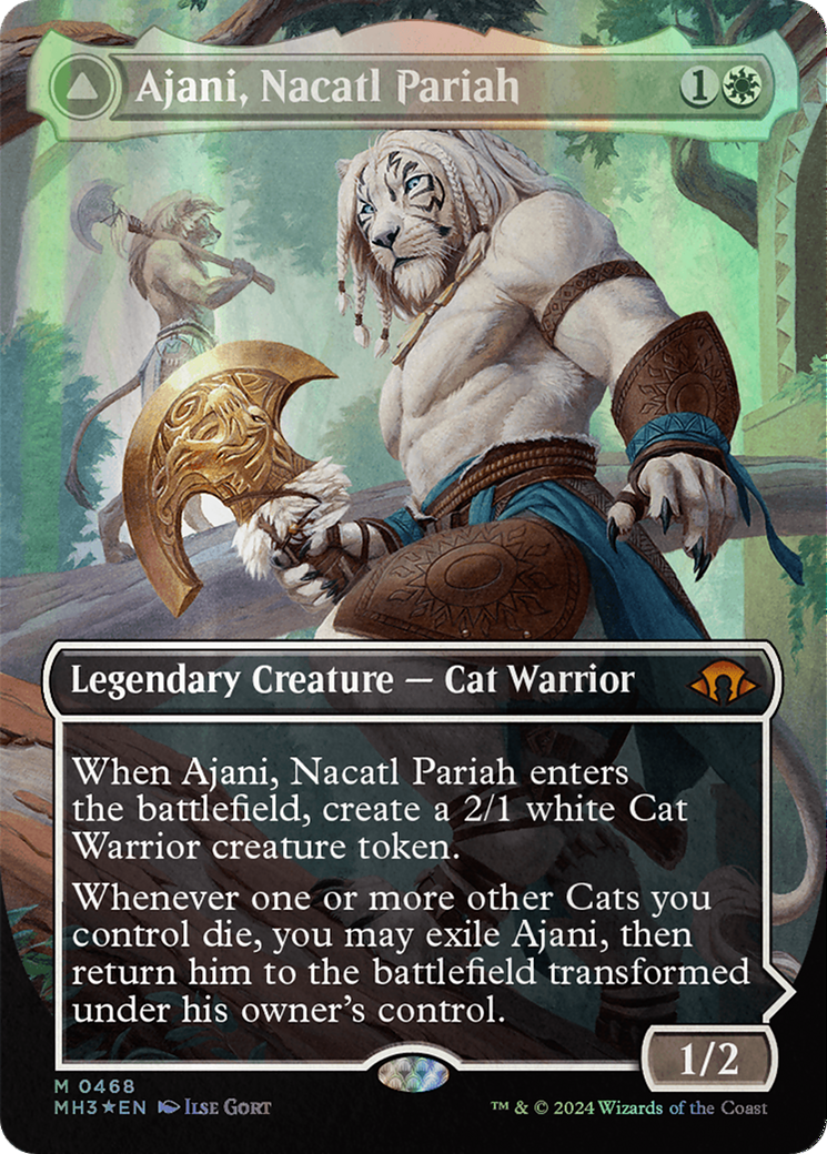 Ajani, Nacatl Pariah // Ajani, Nacatl Avenger (Borderless) (Textured Foil) [Modern Horizons 3] | Webway Games