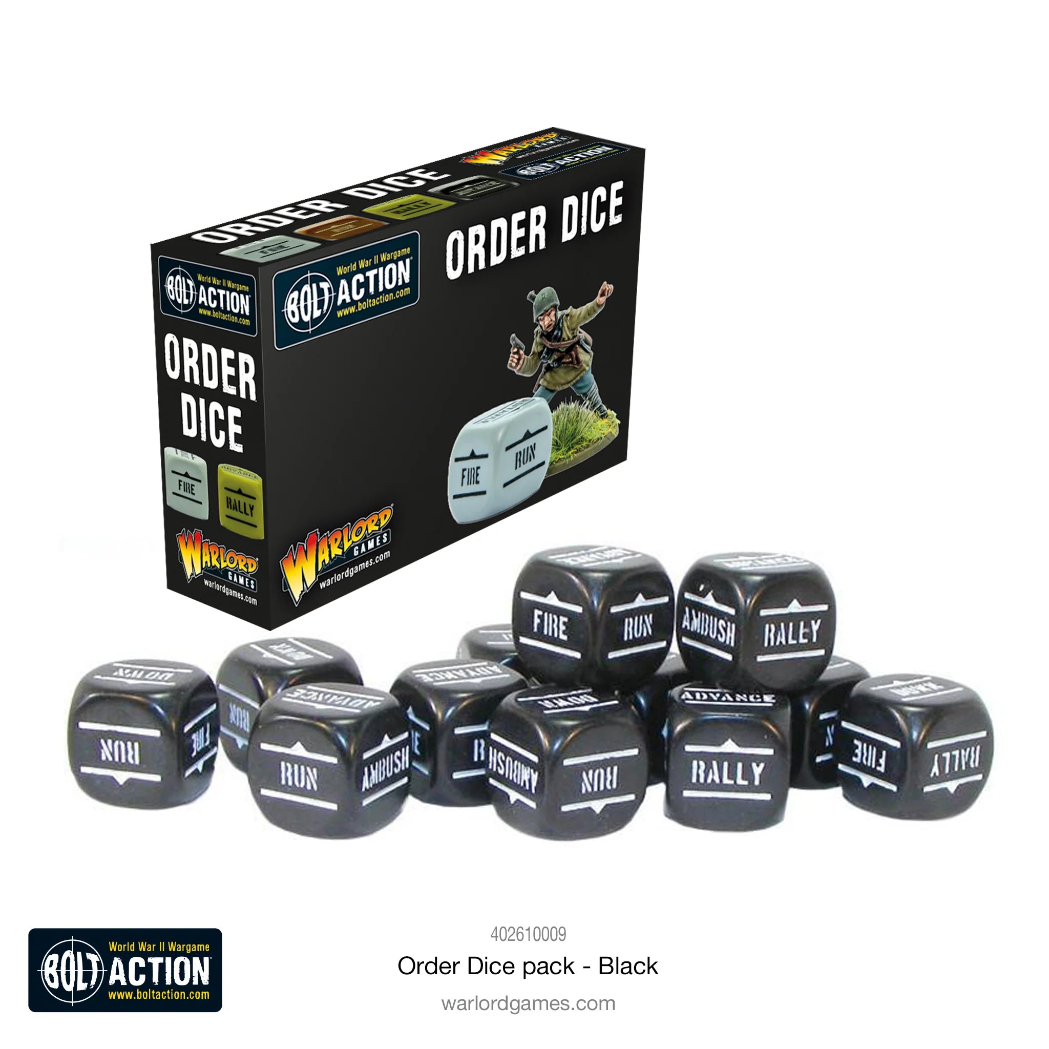 Bolt Action: Orders Dice Pack - Black | Webway Games