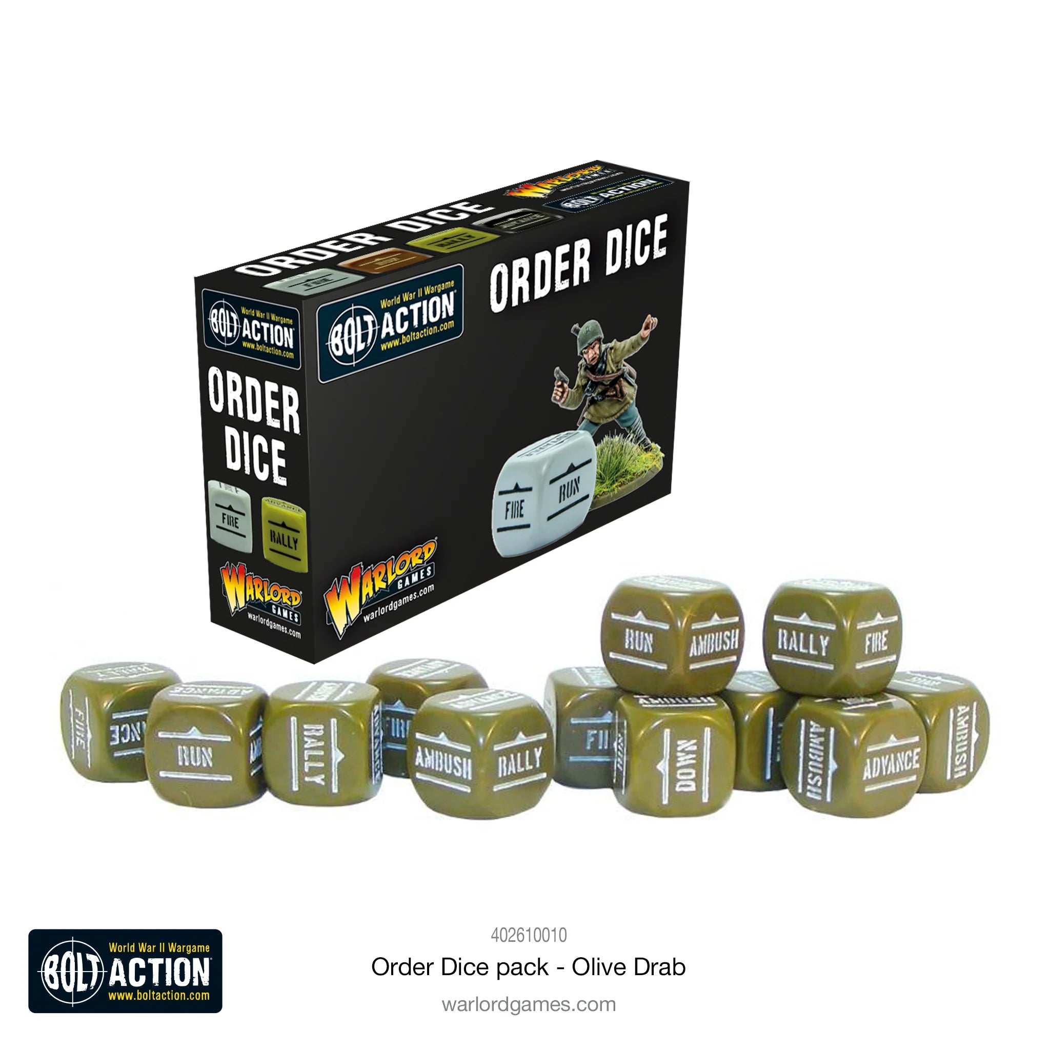 Bolt Action: Orders Dice Pack - Olive Drab | Webway Games