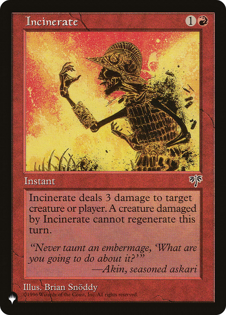 Incinerate [The List] | Webway Games