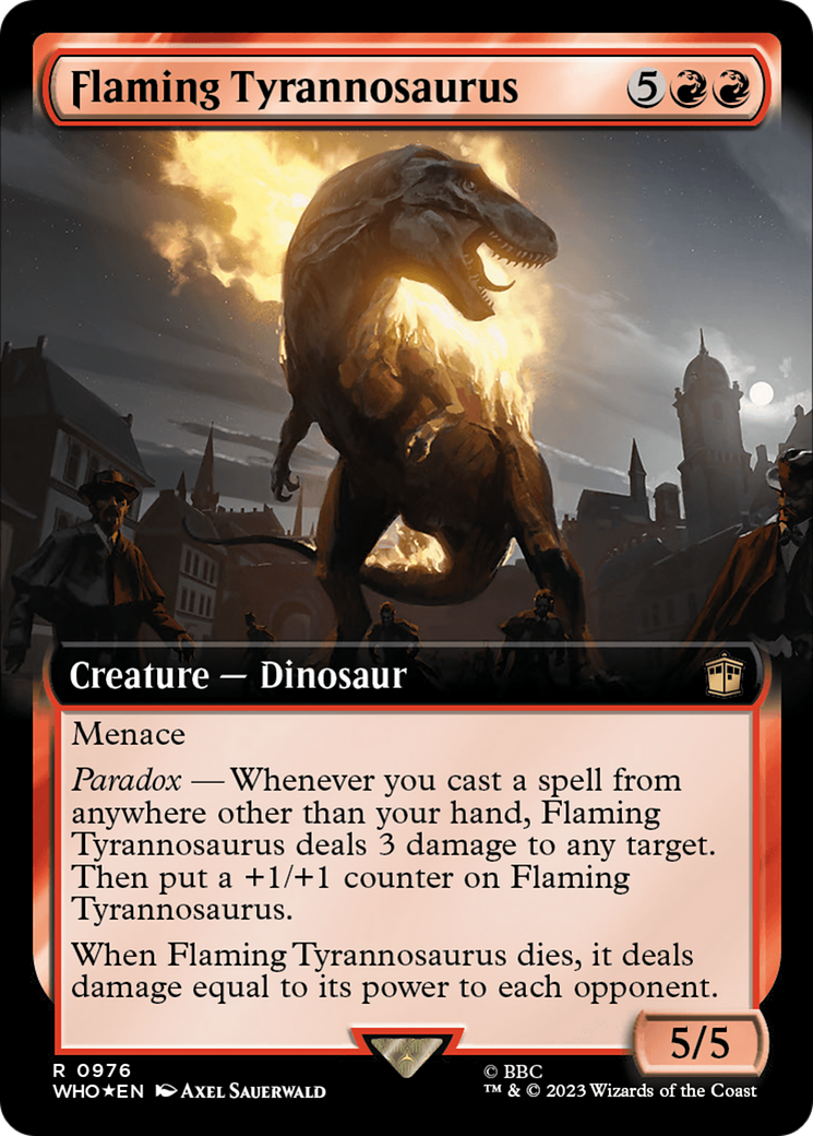 Flaming Tyrannosaurus (Extended Art) (Surge Foil) [Doctor Who] | Webway Games
