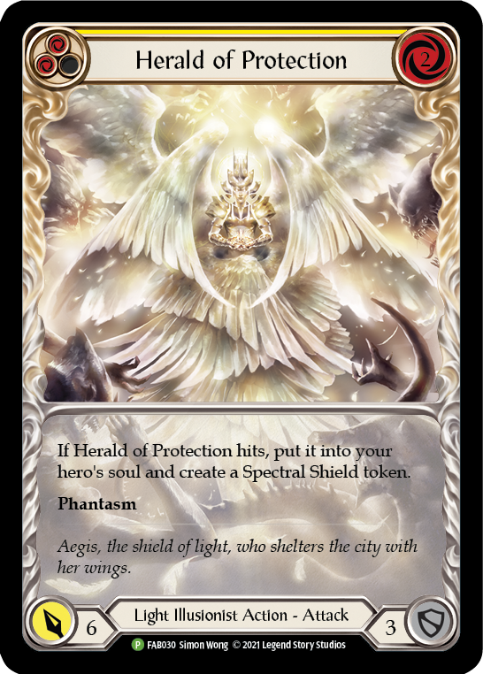 Herald of Protection (Yellow Extended Art) [FAB030] (Promo)  Rainbow Foil | Webway Games