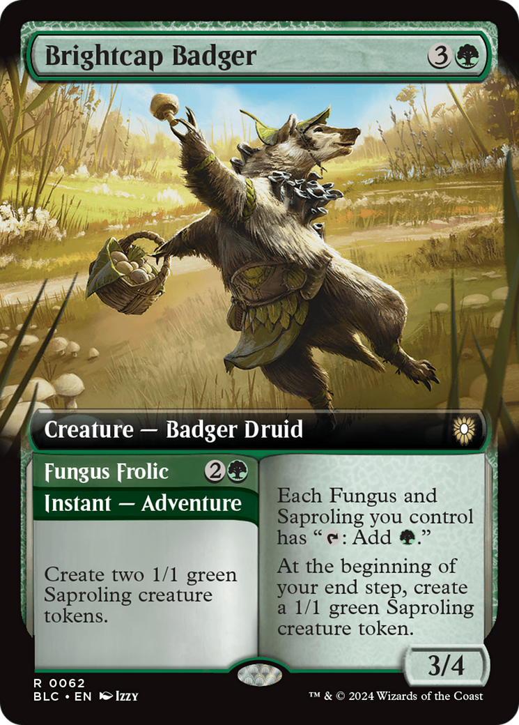 Brightcap Badger // Fungus Frolic (Extended Art) [Bloomburrow Commander] | Webway Games