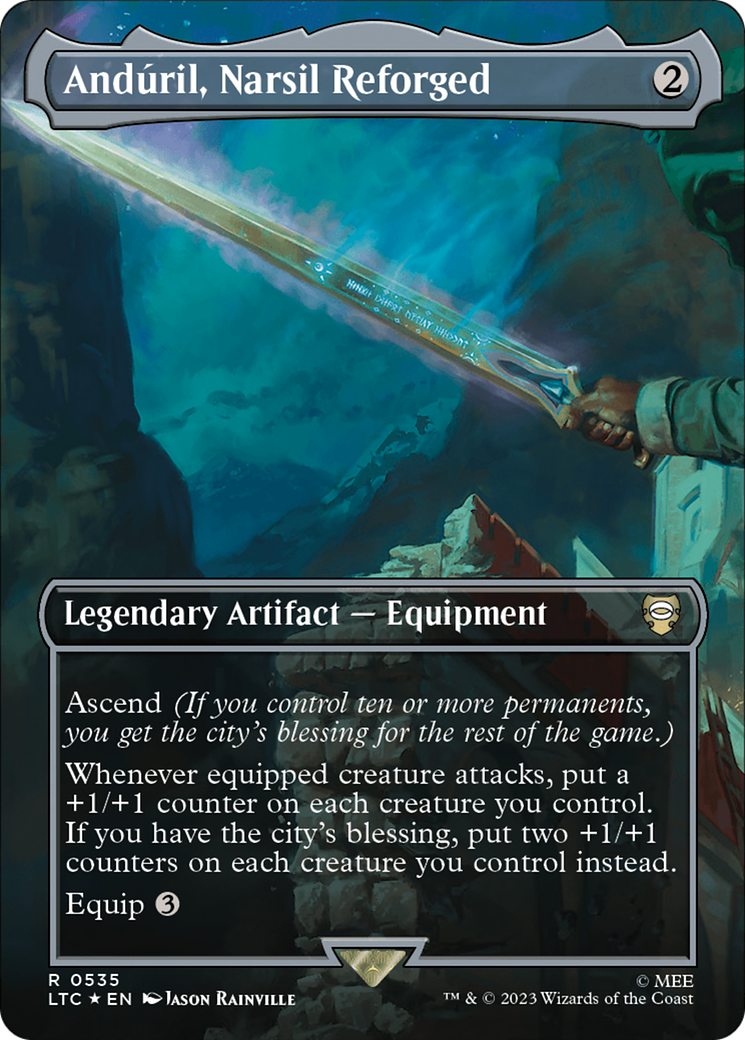 Anduril, Narsil Reforged (Borderless) (Surge Foil) [The Lord of the Rings: Tales of Middle-Earth Commander] | Webway Games