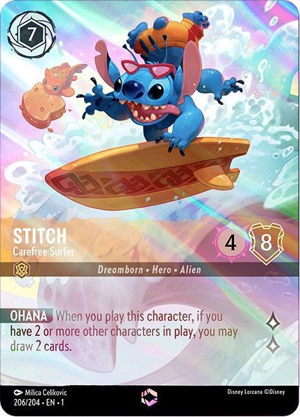Stitch - Carefree Surfer (Enchanted) (206/204) [The First Chapter] | Webway Games