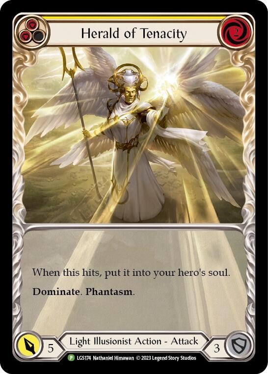 Herald of Tenacity (Yellow) [LGS174] (Promo)  Rainbow Foil | Webway Games