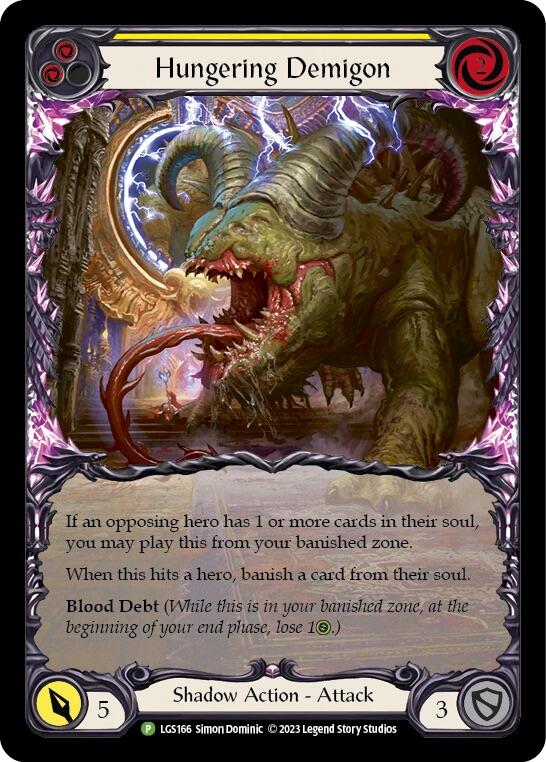 Hungering Demigon (Yellow) [LGS166] (Promo)  Rainbow Foil | Webway Games