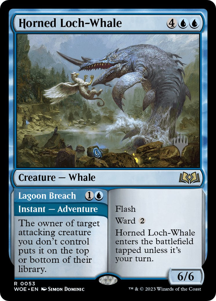 Horned Loch-Whale // Lagoon Breach (Promo Pack) [Wilds of Eldraine Promos] | Webway Games