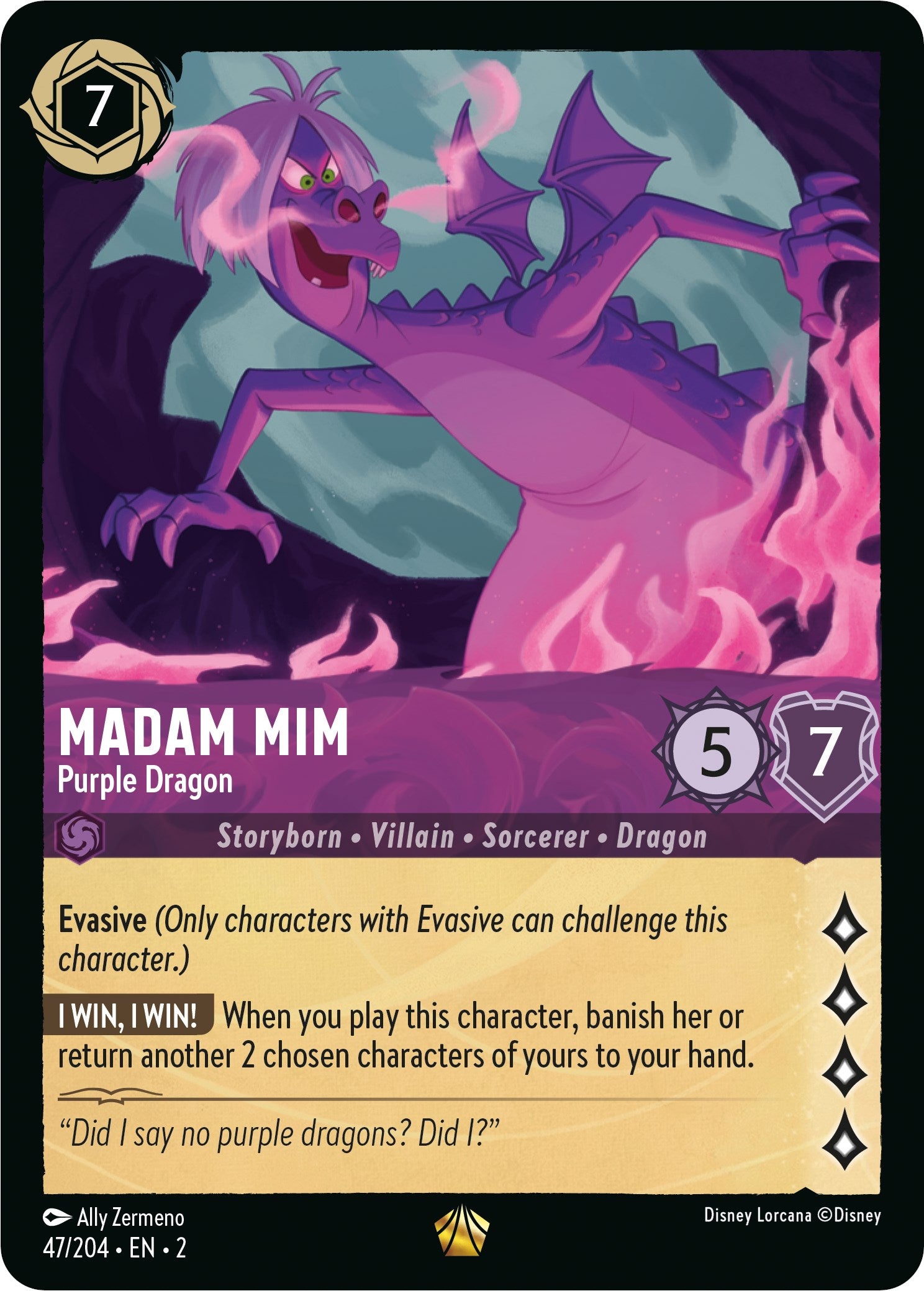 Madam Mim - Purple Dragon (47/204) [Rise of the Floodborn] | Webway Games