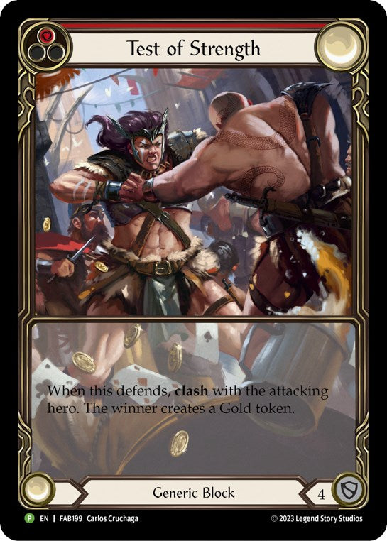 Test of Strength (Red) [FAB199] (Promo)  Rainbow Foil | Webway Games