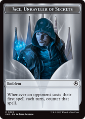 Human Wizard // Emblem - Jace, Unraveler of Secrets Double-Sided Token [Innistrad Remastered Tokens] | Webway Games