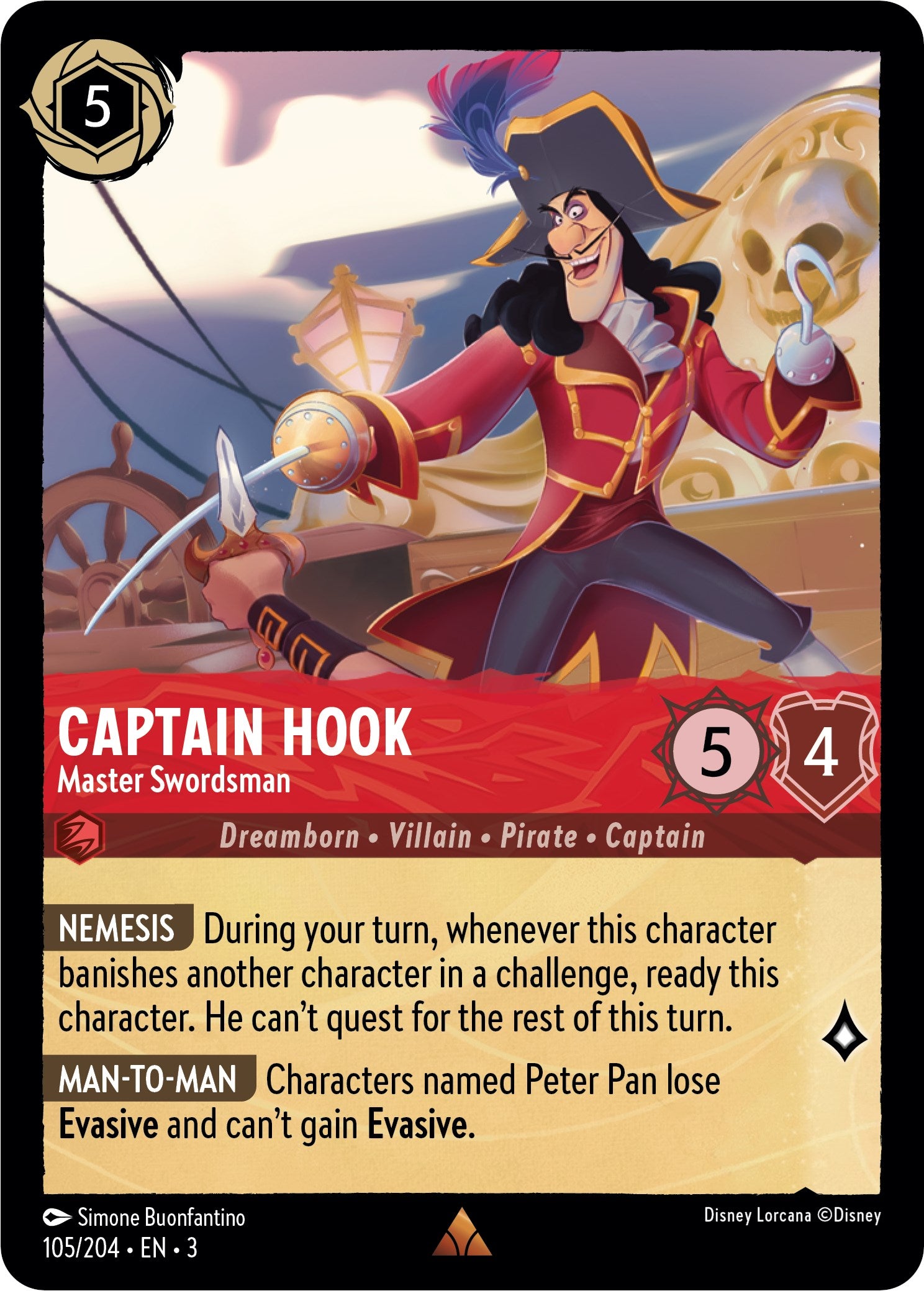 Captain Hook - Master Swordsman (105/204) [Into the Inklands] | Webway Games