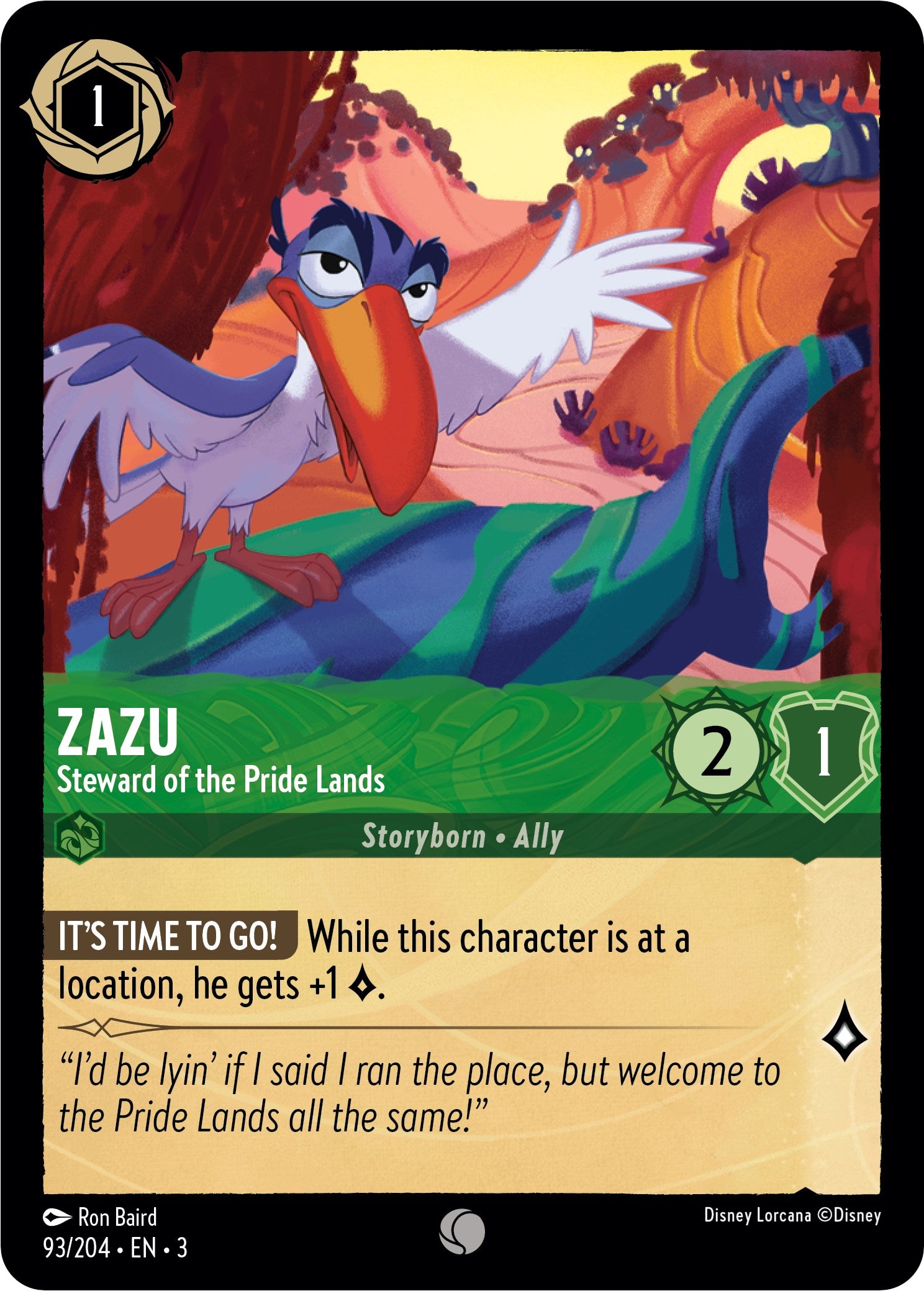 Zazu - Steward of the Pride Lands (93//204) [Into the Inklands] | Webway Games