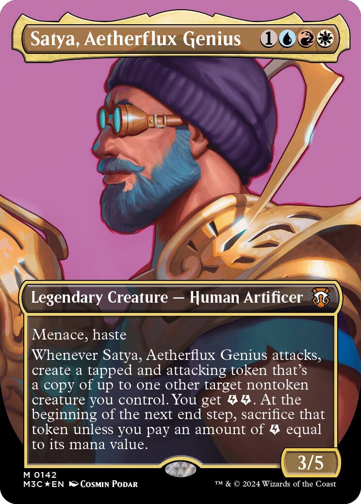 Satya, Aetherflux Genius (Borderless) (Ripple Foil) [Modern Horizons 3 Commander] | Webway Games