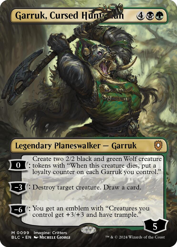 Garruk, Cursed Huntsman (Borderless) [Bloomburrow Commander] | Webway Games