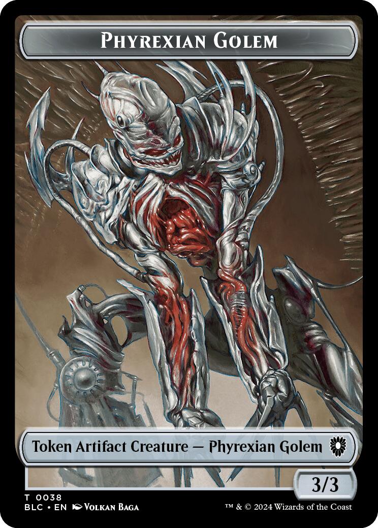 Phyrexian Golem // Faerie Double-Sided Token [Bloomburrow Commander Tokens] | Webway Games