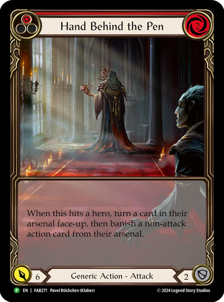 Hand Behind the Pen (Extended Art) [FAB271] (Promo)  Rainbow Foil | Webway Games
