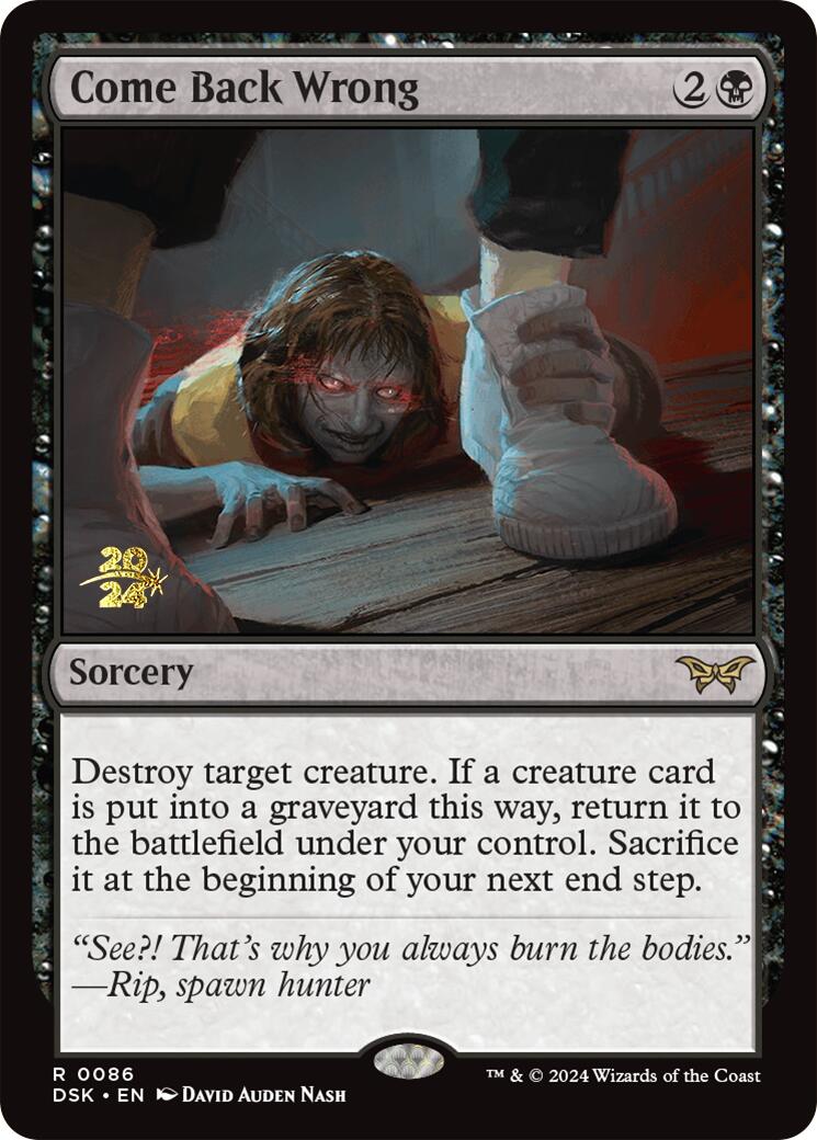 Come Back Wrong (0086) [Duskmourn: House of Horror Prerelease Promos] | Webway Games