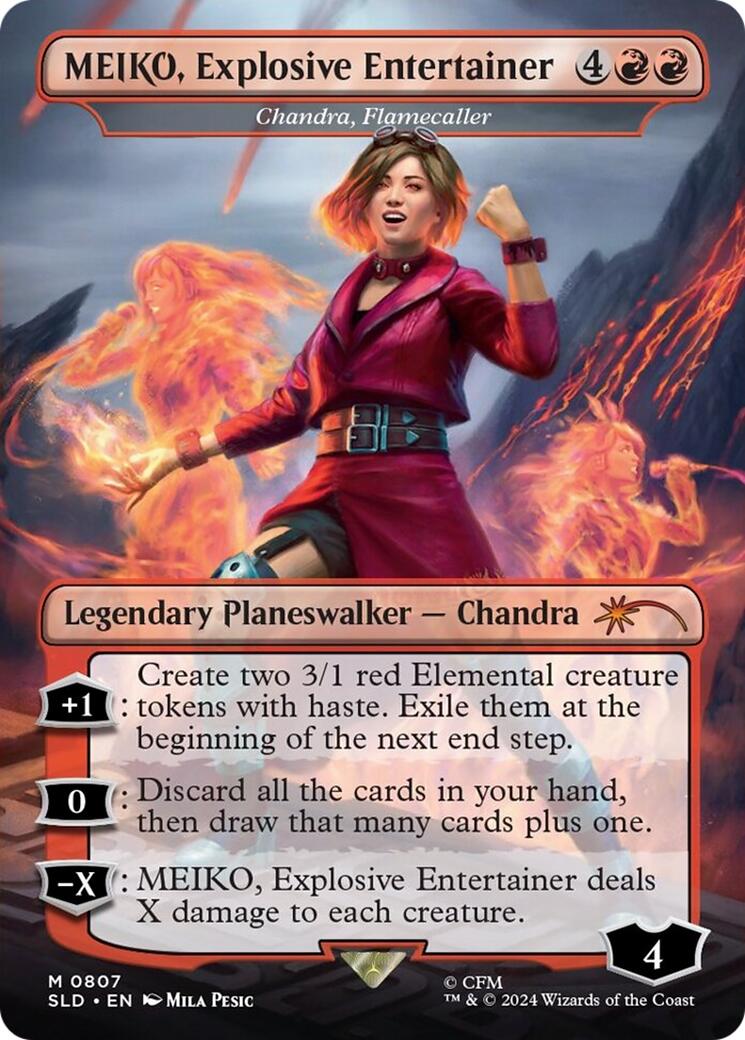 MEIKO, Explosive Entertainer - Chandra, Flamecaller (Rainbow Foil) [Secret Lair Drop Series] | Webway Games