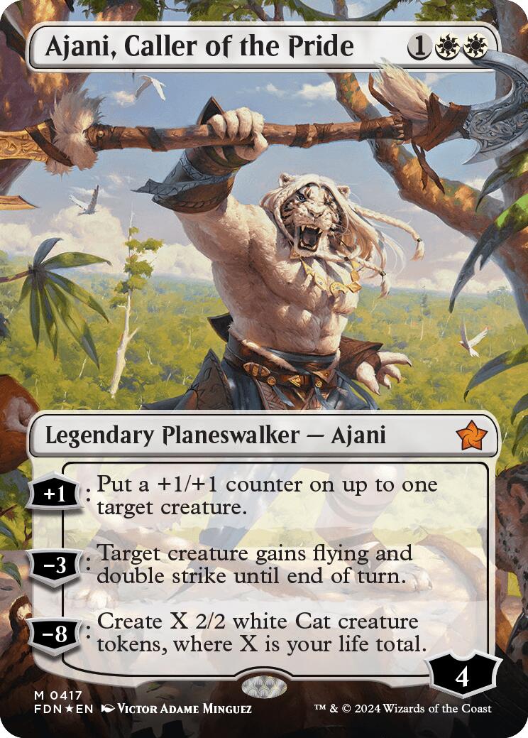 Ajani, Caller of the Pride (Borderless) (Mana Foil) [Foundations] | Webway Games
