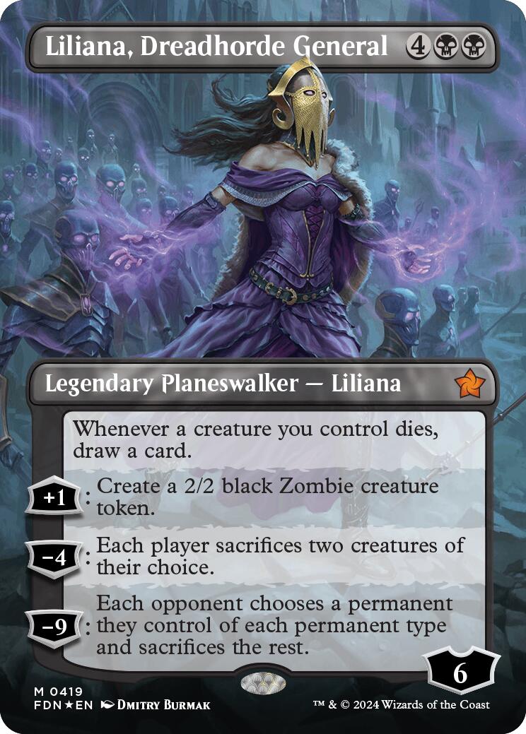Liliana, Dreadhorde General (Borderless) (Mana Foil) [Foundations] | Webway Games