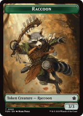 Elf Warrior // Raccoon Doubled-Sided Token [Foundations Tokens] | Webway Games