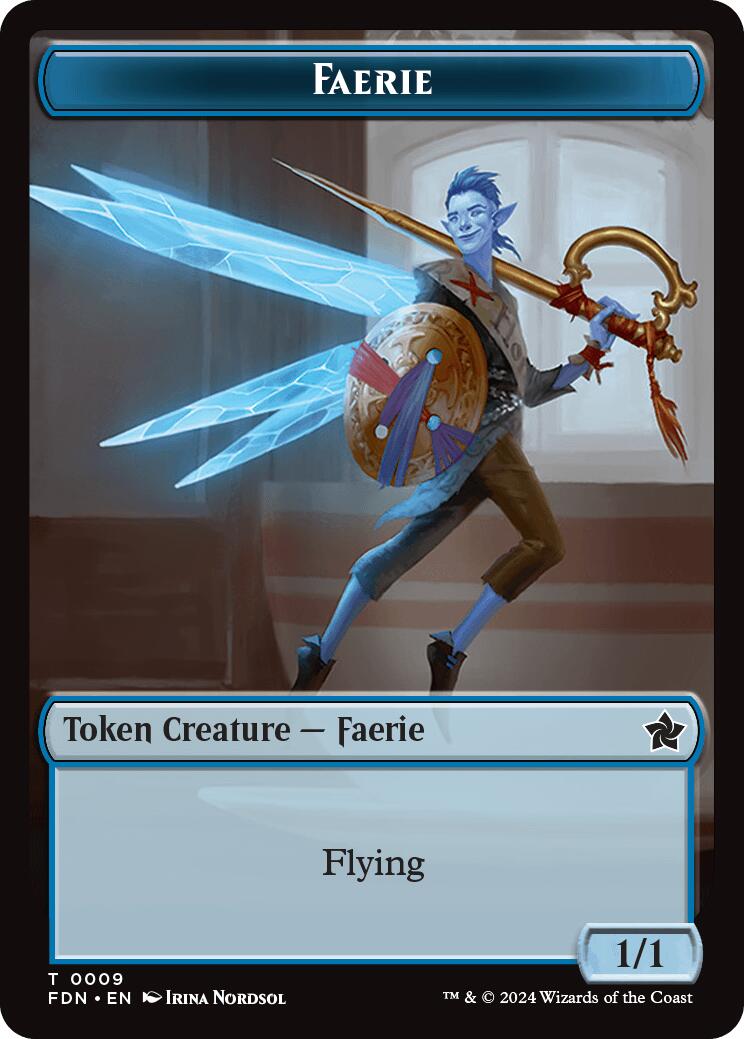 Faerie // Fish Doubled-Sided Token [Foundations Tokens] | Webway Games