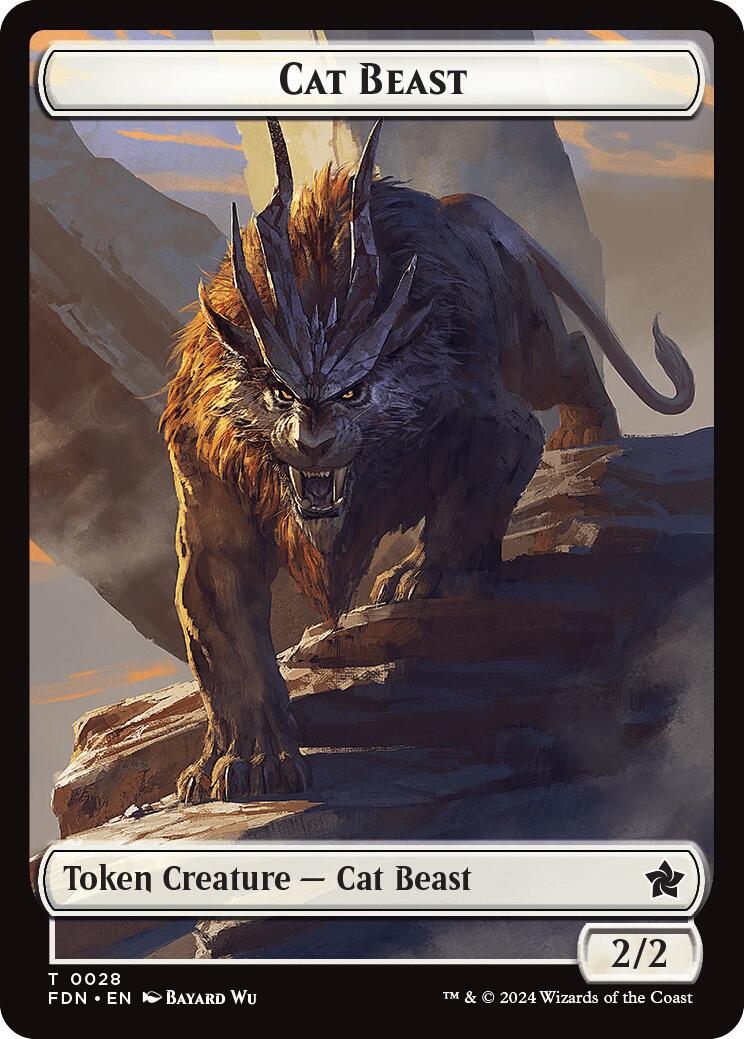 Cat Beast // Dragon (0017) Double-Sided Token [Foundations Tokens] | Webway Games
