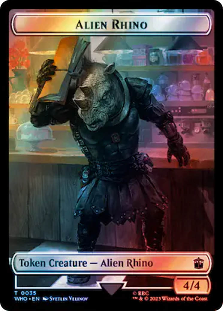 Alien Rhino // Mutant Double-Sided Token (Surge Foil) [Doctor Who Tokens] | Webway Games