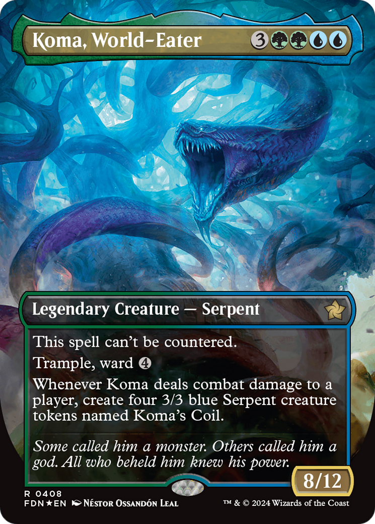 Koma, World-Eater (Borderless) (Mana Foil) [Foundations] | Webway Games
